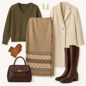 🍂 Lizsport Petite Wool Blend Midi Skirt – Size 12 Petite 🍂